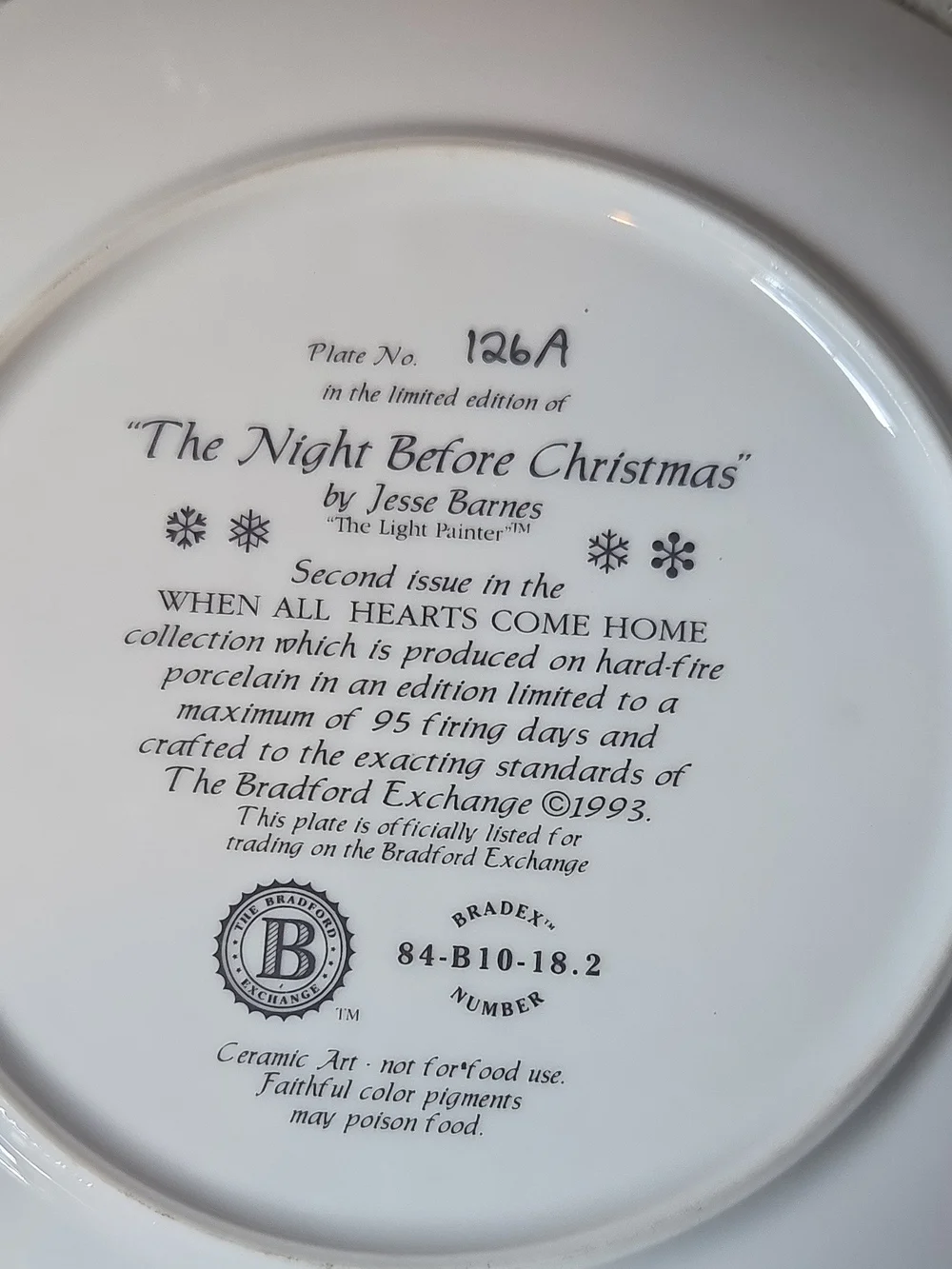 The Bradford Exchange White & Black 'The Night Before Christmas' Collector Plate